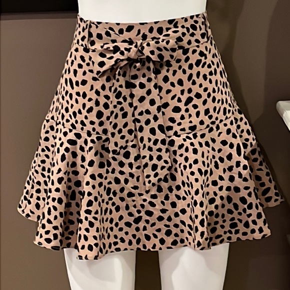 GRADE & GATHER High Waist Leopard Print Ruffle Skirt Skort Size Large - Picture 1 of 13